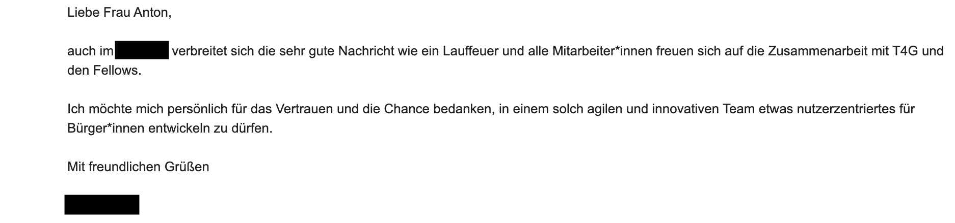 Motivierender Brief an Frau Anton