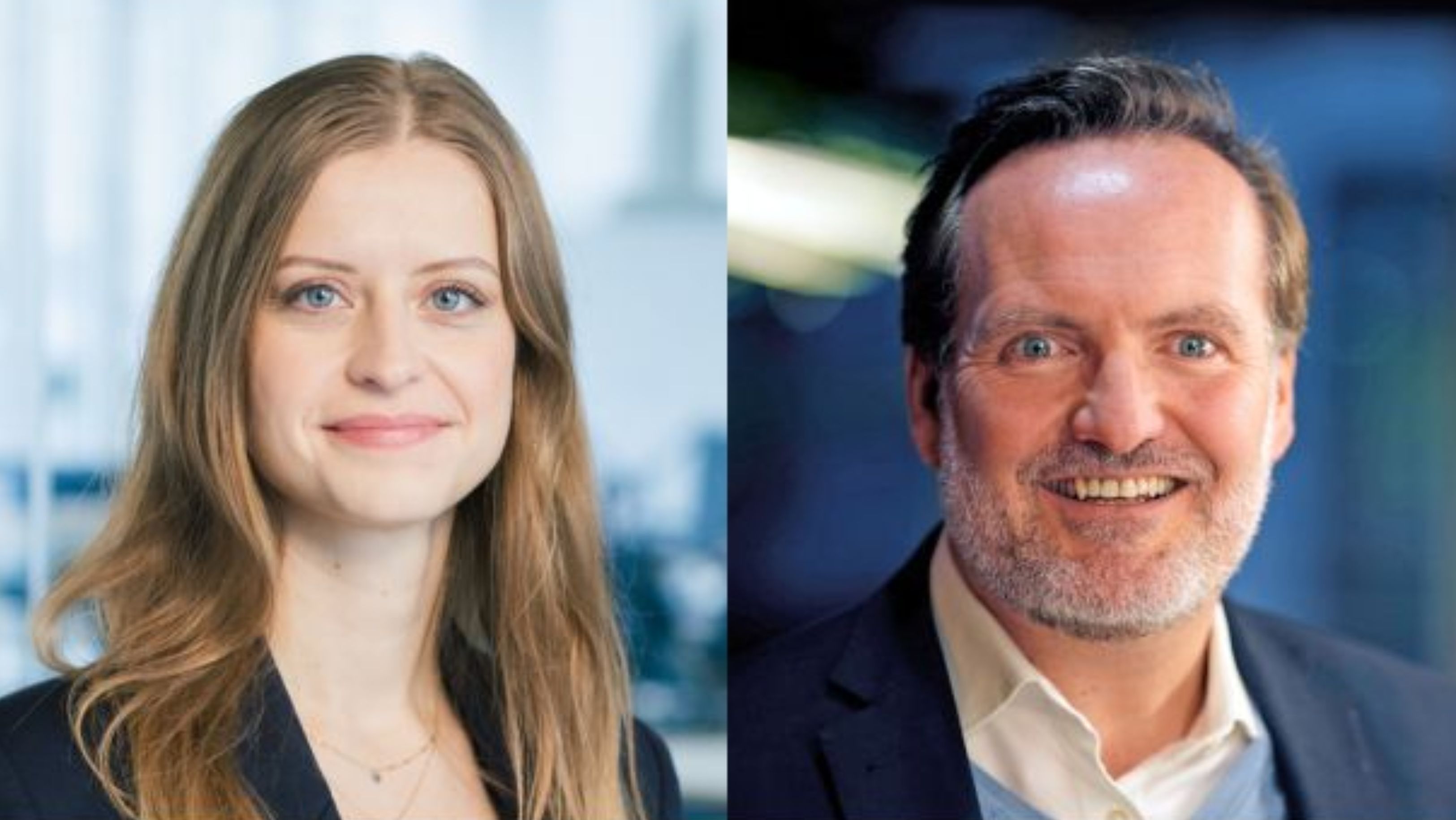 Visual mit der Aufschrift „Warum Aufgabenneuordnung und digitale Plattformen zusammengedacht werden müssen“ und Fotos von Christina Lang und Philip Haehling